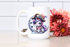 Cute Baby Unicorn Pirate Watercolor Clipart Product Image 2