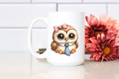 Funny Baby Owl Sitting Beak Tie, White Background | Product Image 2