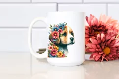 Whimsical Flowers, Puppy | Sublimation | Clipart Product Image 2