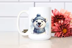Funny Cute Polar Bear Portrait Smiling Tongue Out Watercolor Product Image 2