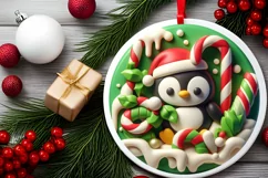 Round Christmas Ornament Sublimation|Clipart Product Image 1