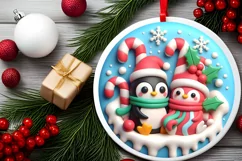 Round Christmas Ornament Sublimation|Clipart Product Image 1