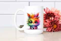 Colorful Cute Bunny with Crazy Eyes and Hair | Clipart Product Image 2