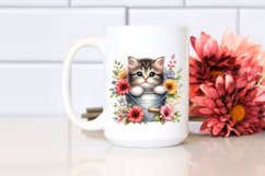 Cute Baby Cat with Wooden Bucket PNG Product Image 2