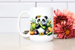 Whimsical Baby Panda with Zucchini | Sublimation | PNG Product Image 2