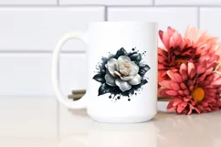 Round Glossy Shiny Gardenia Watercolor Flower | Sublimation Product Image 2