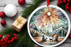 Round Christmas Ornament Sublimation|Clipart Product Image 2