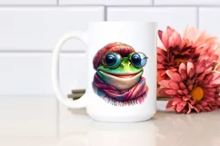 Funny Cute Frog Portrait Watercolor Clipart Product Image 2