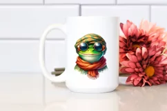 Funny Cute Frog Portrait Watercolor Clipart Product Image 2