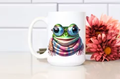 Funny Cute Frog Portrait Watercolor Clipart Product Image 2