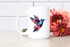 Artistic Hummingbird, Flowers | Sublimation | Clipart Product Image 2