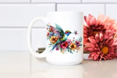 Artistic Hummingbird, Flowers | Sublimation | Clipart Product Image 2
