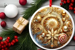 Round Christmas Ornament Sublimation|Clipart Product Image 1
