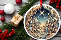 Round Christmas Ornament Sublimation|Clipart Product Image 2