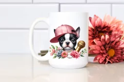 Watercolor Baby Boston Terrier Singing Clipart Product Image 2