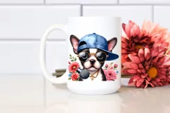 Watercolor Baby Boston Terrier Singing Clipart Product Image 2