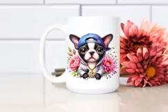 Watercolor Baby Boston Terrier Singing Clipart Product Image 2
