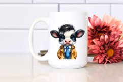 Thoughtful Baby Cow with Tie and Raincoat | Sublimation | Product Image 2