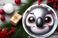 Koala Smiling Round Ornament Sublimation PNG Product Image 2