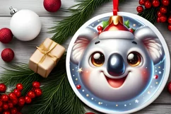 Koala Smiling Round Ornament Sublimation PNG Product Image 2
