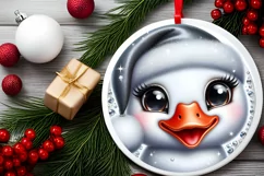 Swan Smiling Round Ornament Sublimation PNG Product Image 2
