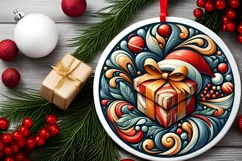 Round Christmas Ornament Sublimation|Clipart Product Image 2