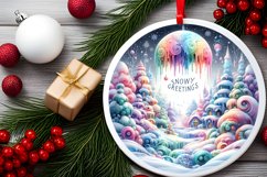 Snowy Greetings Christmas Ornament Sublimation PNG Product Image 2