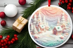 Winter Candy Round Ornament Sublimation PNG Product Image 2