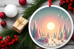 Winter Candy Round Ornament Sublimation PNG Product Image 2