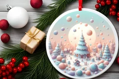 Winter Candy Round Ornament Sublimation PNG Product Image 2