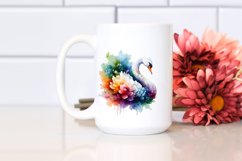 Vibrant Swan Watercolor Abstract Clipart Product Image 2