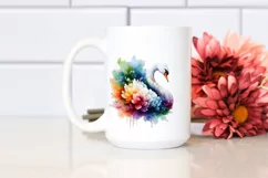 Vibrant Swan Watercolor Abstract Clipart Product Image 2