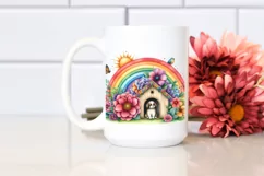 Dog House Rainbow Flower Watercolor Clipart Product Image 2