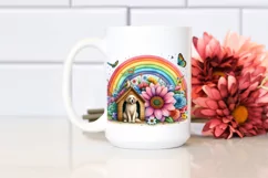 Dog House Rainbow Flower Watercolor Clipart Product Image 2