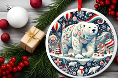Round Christmas Ornament Sublimation|Clipart Product Image 2