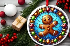 Round Christmas Ornament Sublimation|Clipart Product Image 2