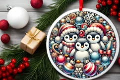 Round Christmas Ornament Sublimation|Clipart Product Image 1