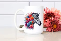 Vibrant Zebra Made of Flowers | Sublimation | Clipart Product Image 2