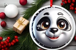 Panda Smiling Round Ornament Sublimation PNG Product Image 2