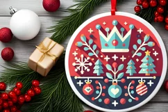 Round Christmas Ornament Sublimation|Clipart Product Image 1