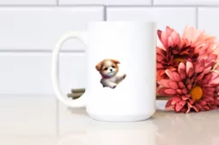 Cute Dog Flower Watercolor Clipart Product Image 2