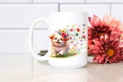 Cute Dog Flower Watercolor Clipart Product Image 2