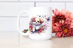 Cute Dog Flower Watercolor Clipart Product Image 2