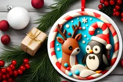 Round Christmas Ornament Sublimation|Clipart Product Image 1