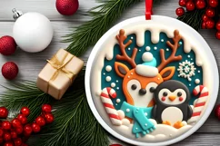 Round Christmas Ornament Sublimation|Clipart Product Image 1