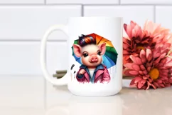 Cute Baby Pig with Umbrella PNG Product Image 2