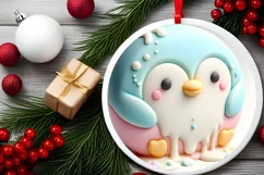 Christmas Penguin Christmas Ornament Sublimation PNG Product Image 2