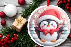 Christmas Penguin Christmas Ornament Sublimation PNG Product Image 2