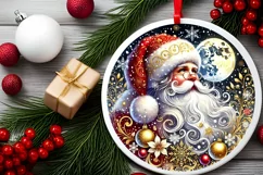 Round Christmas Ornament Sublimation|Clipart Product Image 1