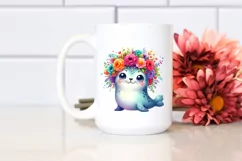 Cute Cartoon Style Watercolor Seal | Clipart Product Image 2